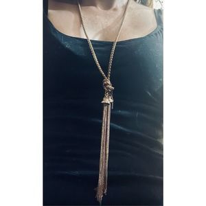 PRETTY LONG TIED GOLD BOHO TASSEL NECKLACE